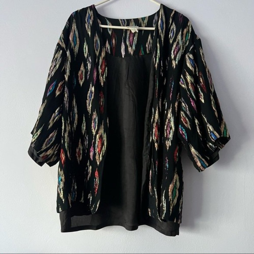 🍉 Vintage Foil Open Front Cardigan